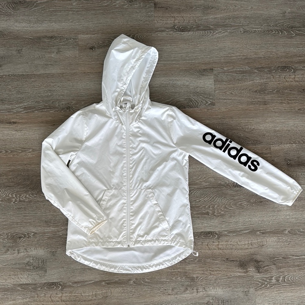 Adidas White Windbreaker with Black Logo